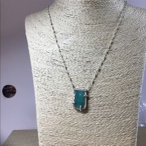 Adorable amazonite pendant , dainty sterling chain